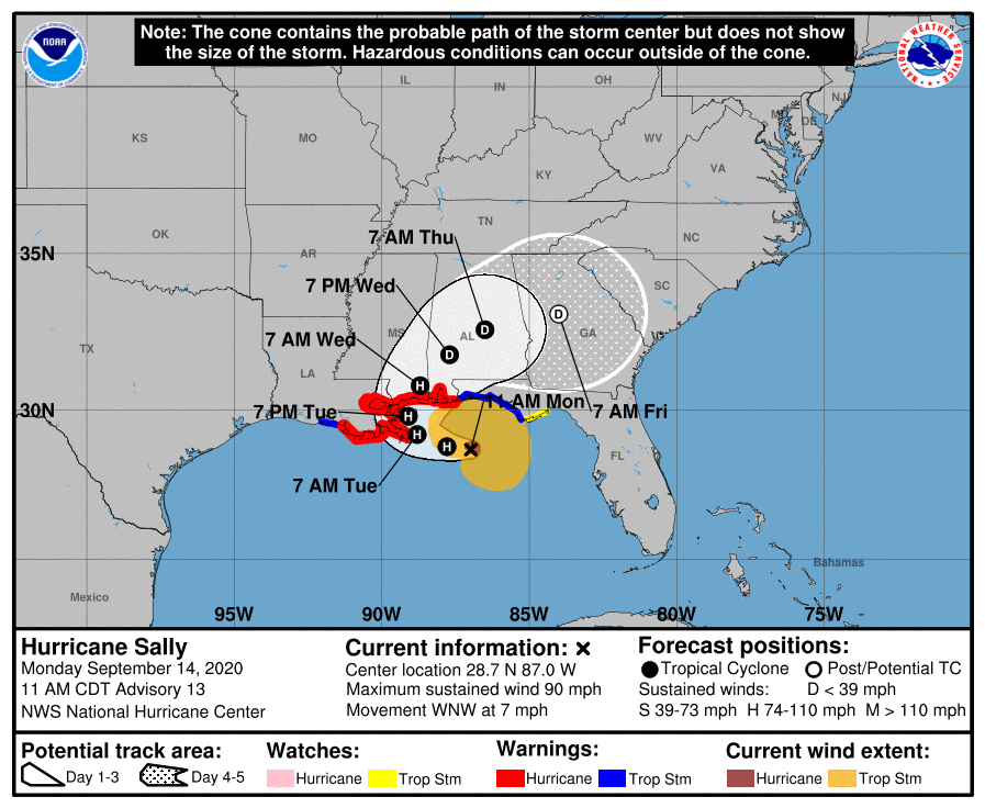 Hurricane Sally cone